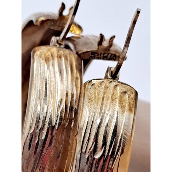 Elegant Bellezza Gold Tone Textured Hoop Earrings Pierced - Picture 8 of 10